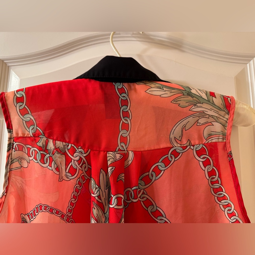Metaphor Red and Black Patterned Sleeveless Top Size Small - Picture 4 of 8